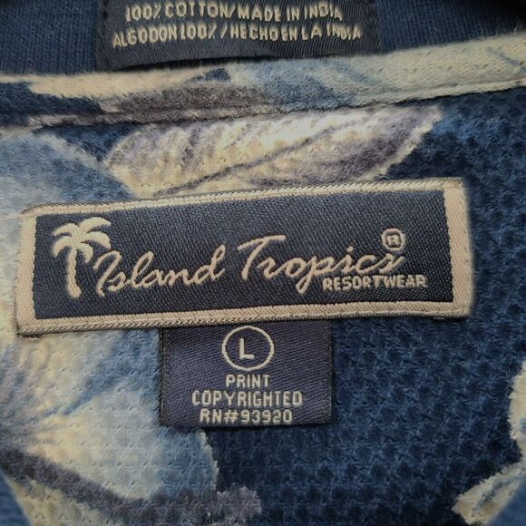 Island Tropics Mens Polo Multi-Color Size Large 100% Cotton Floral Pullover - Picture 5 of 12